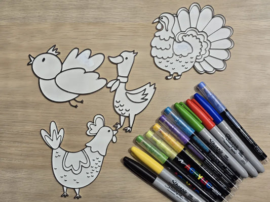 Paintable Turkey & Farm Bird Set – DIY Thanksgiving Animal Figurines