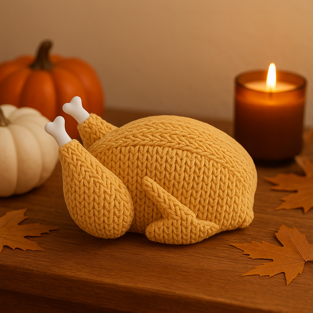Cozy Knit Thanksgiving Turkey Figurine