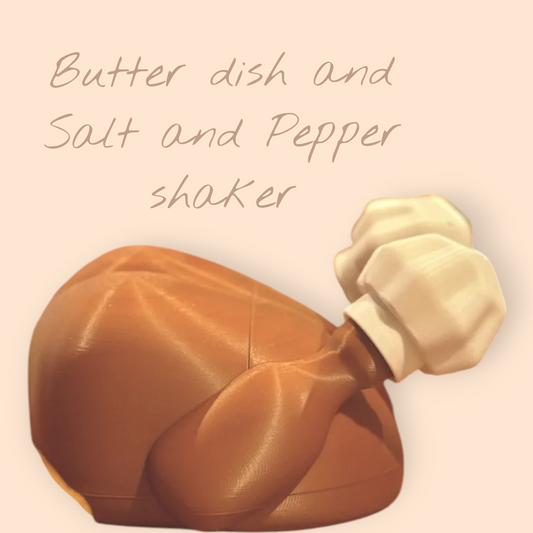 Thanksgiving Table Trio – Butter Dish + Salt & Pepper Shakers Set
