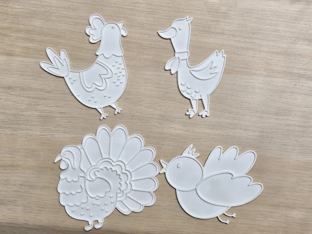 Paintable Turkey & Farm Bird Set – DIY Thanksgiving Animal Figurines