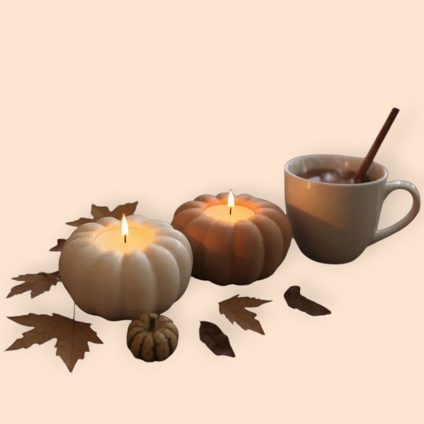 Autumn Pumpkin LED Tealight Holder 2pk